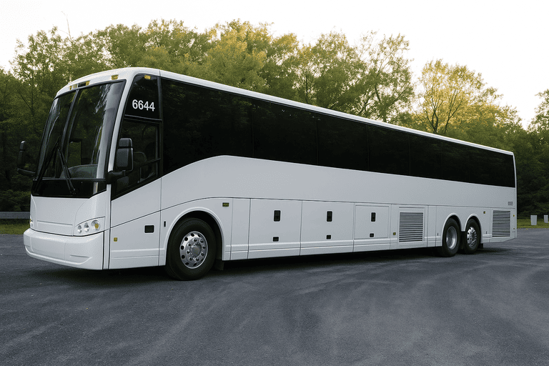exterior of Charter Bus Rental New York City coach bus